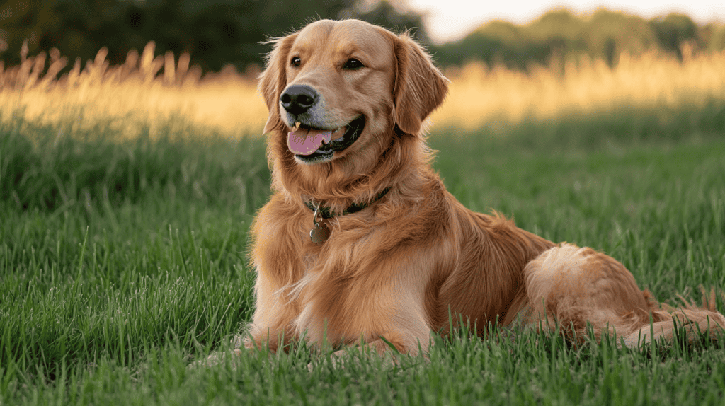 golden retriever in foxtail grass