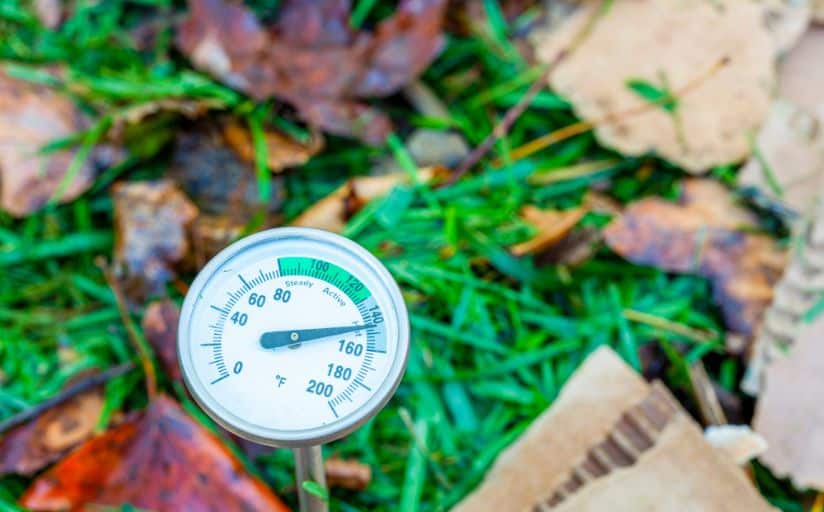 A soil temperature measuring whether grass is ready to grow after winter