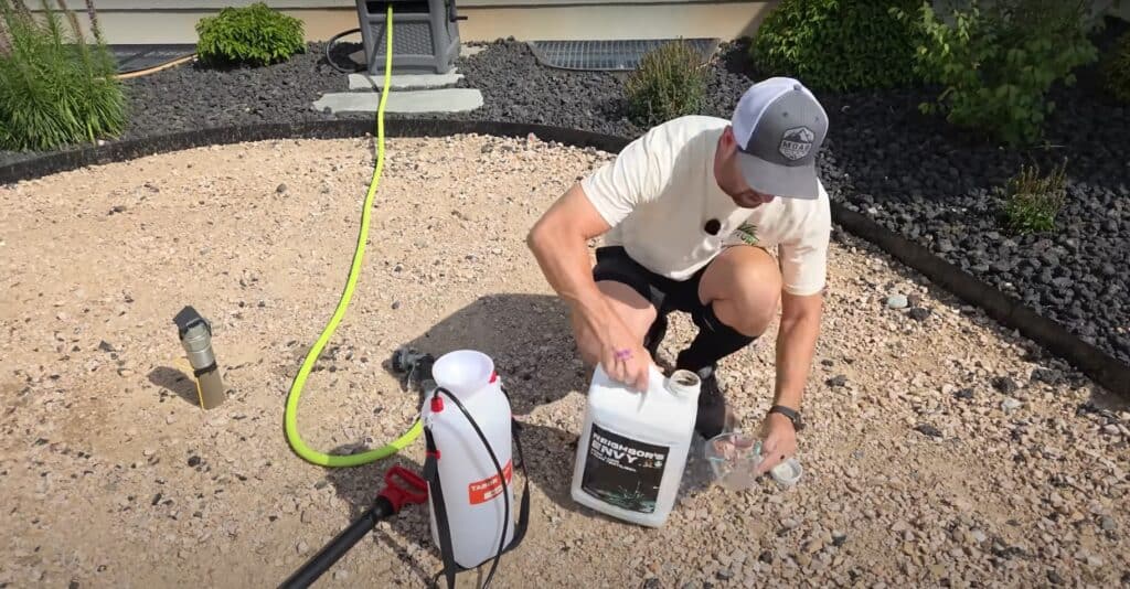 showing how to mix up neighbors envy with water