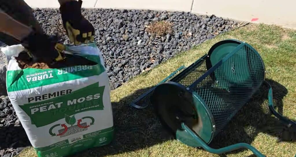 peat moss spreader used for spring overseed