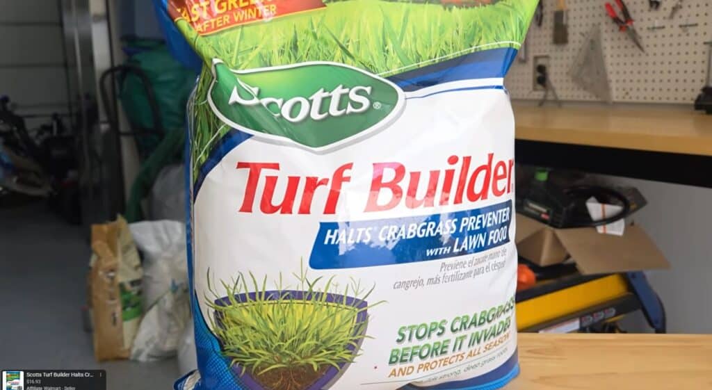 apply scott's turf builder with halts crabgrass preventer to fix an ugly lawn