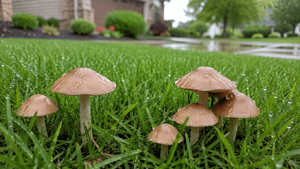 why do mushrooms appear in my grass after it rains