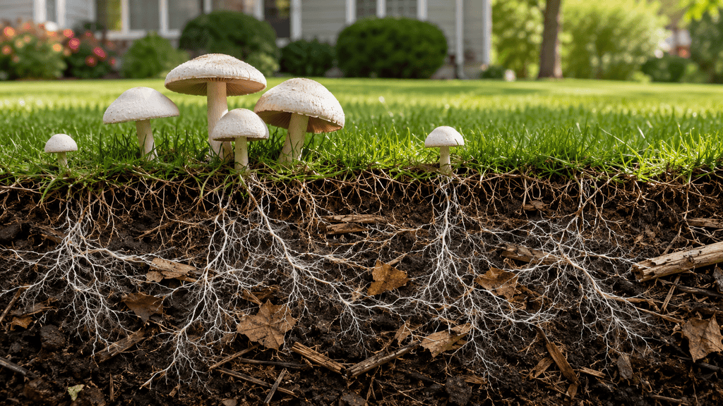 why do mushrooms grow in lawns