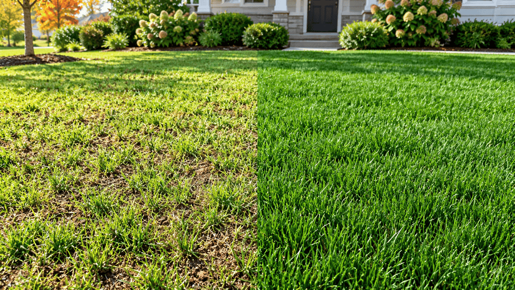 10 day results for fall overseeding for greener grass